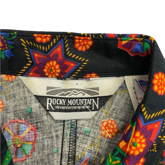 Rocky Mountain Clothing Button Down Shirt Black Red Star Print XS - Picture 8 of 10